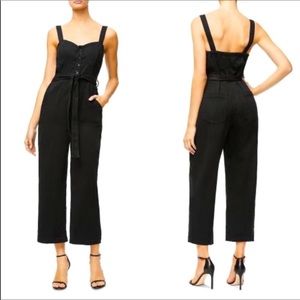 FORE Collection Wide Leg Crop Overall Denim Jumpsuit Size XS